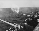 Firing 3in guns, USS Intrepid (CV-11) , 1955 