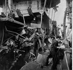 Deck level view of the damage to USS Kearny (DD-432) 