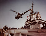 Sikorsky HO3S-1 over USS Kearsarge (CV-33) 