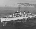 USS Knapp (DD-653) leaving San Diego, 1955 