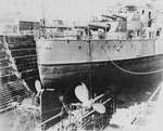 Stern of USS Michigan (BB-26) in Dry Dock 