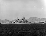 USS Missouri (BB-63) closing on Wonsan, 1953 