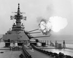 USS New Jersey (BB-62) fires 16in gun, 1969 