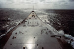 View of USS New Jersey (BB-62) from bridge, 1982 
