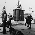 Loading powder onto USS New Jersey (BB-62), 1968 