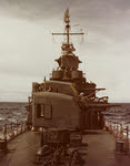Forward 5in guns of USS Nicholas (DD-449) from forecastle 