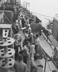 Replenishing ammo on USS Nicholas (DD-449), 1943 