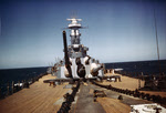 View aft from bow, USS North Carolina (BB-55) 
