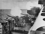 USS Northampton (CA-26) bombarding Wotje or Maloelap, 1 February 1942 