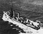 USS Parker (DD-604) seen from above off New York, 1945 
