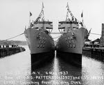 USS Patterson (DD-392) and USS Jarvis (DD-393) being launched, 1937 