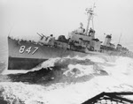 USS Robert I Wilson (DD-847) demonstrating mail at sea 