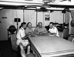 British and American Officers meet, USS Rochester (CA-124), Korean War 
