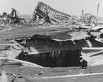 Damaged flight deck of USS Sangamon (CVE-26)