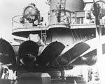 Torpedo tube mount on USS Stevens (DD-479)