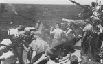 20mm guns of USS Thorn (DD-647) firing at Leyte Gulf, October 1944 