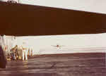British F6F Hellcat coming in to land on USS Tulagi (CVE-72) 