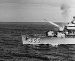 USS Waller (DD-466) firing Weapon Alpha, 1959 