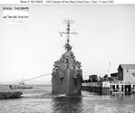 USS Yarnall (DD-541) being towed away from dock, 1945 