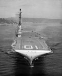 USS Yorktown (CV-10) on sea trials as CVA, 1955 