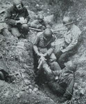 American Wounded treated in Foxhole, Normandy 