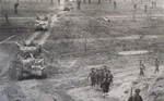 British Troops advance through a breach in German defences, Senio 