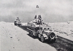 Crusader I cruiser tank on tank transport, North Africa, 1942