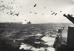 Kamikaze Aircraft missing Battleship, Okinawa 