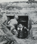 German Doctor emerging from pillbox at Brest 