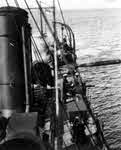 HMAS Huon firing a torpedo 