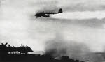 Kamikaze flying over Escort Carrier 