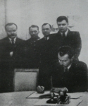 L. Patrascanu signing Romanian Armistice, 1944 