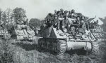 Shermans carrying infantry, Operation Goodwood 