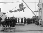 Sopwith 1 1/2 Strutter hoisted on HMAS Australia