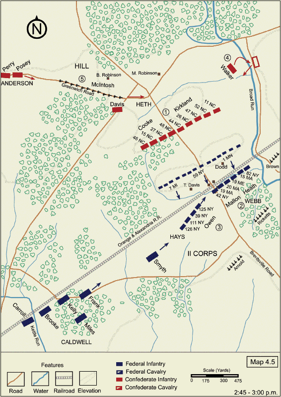 Bristoe Station Map 5: Final Preparations before the Cooke-Kirkland Attack