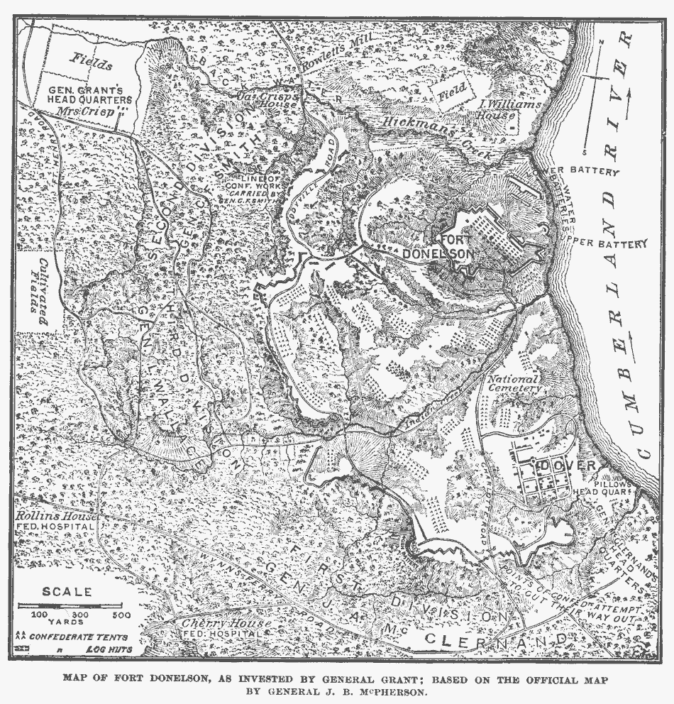 Map of Fort Donelson, as invested by General Grant