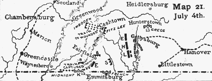 the aftermath of the battle of Gettysburg: 4th July