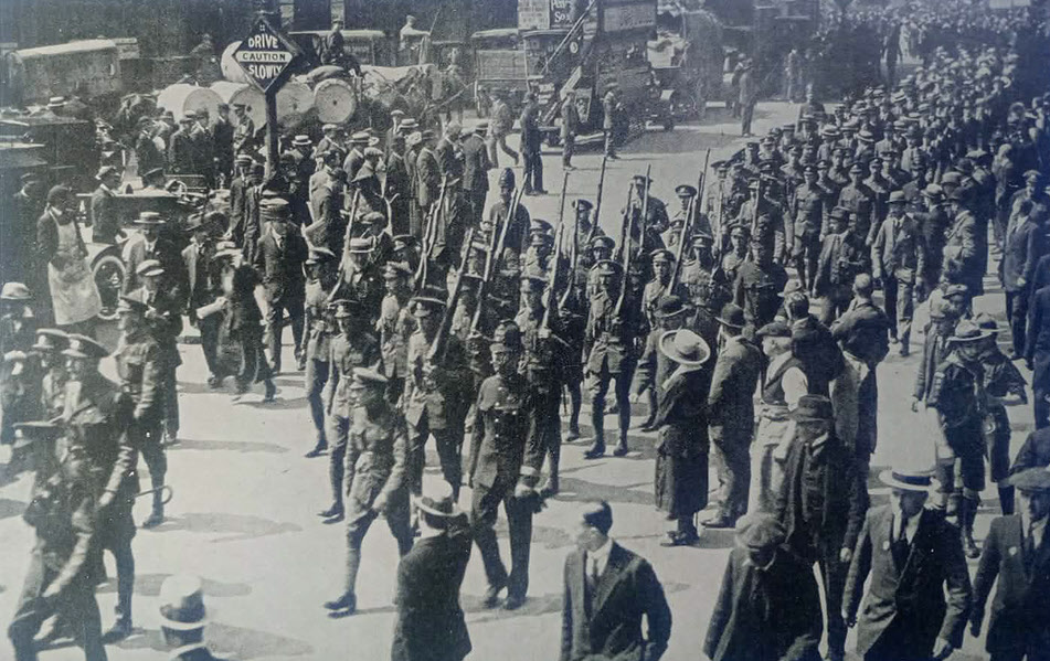 1st Battalion, London Rifle Brigade, marching to the Mansion House, 30 May 1919 