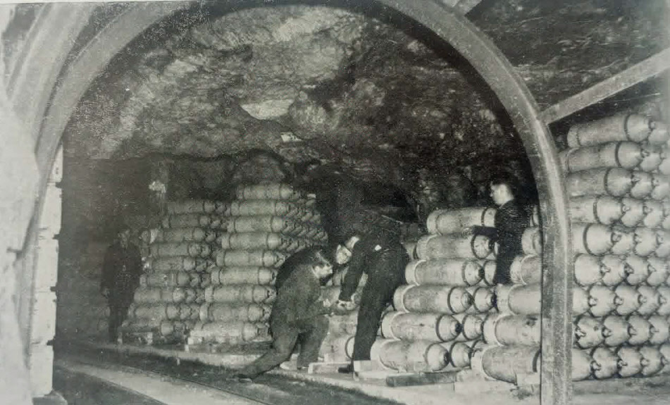 Store of 250lb MC bombs at RAF Fauld, c.1941 