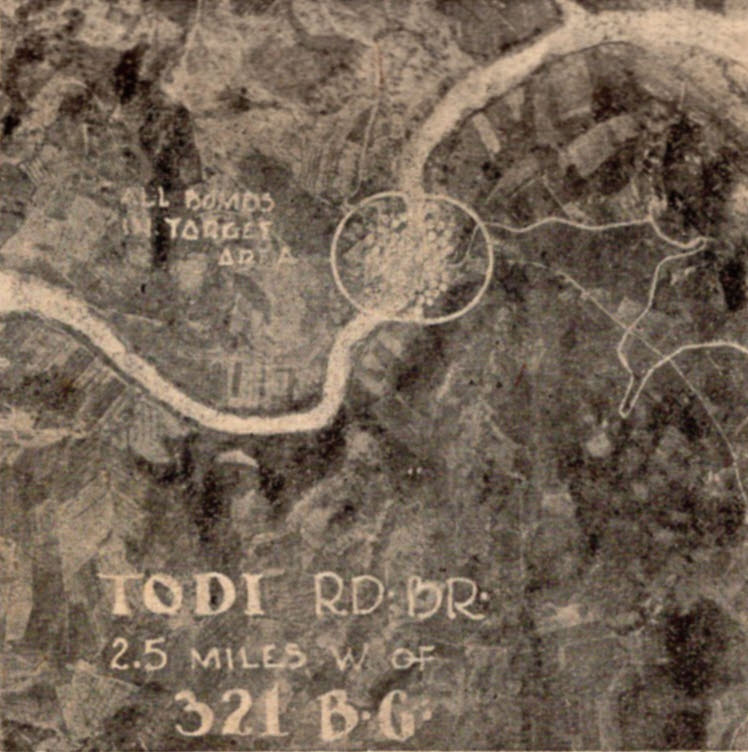 Bulls Eye scored by B-25s of 321st BG at Todi, Italy 