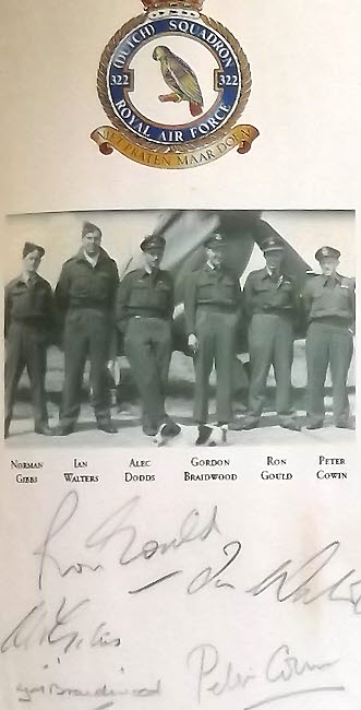 Pilots of No.322 Squadron with Squadron Badge 