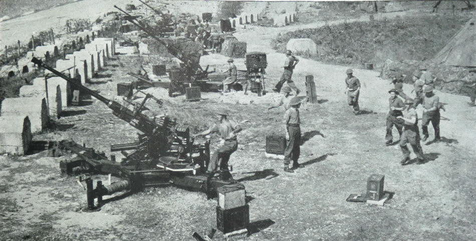 Battery of 40mm Bofors Guns, Southern England, 1944 