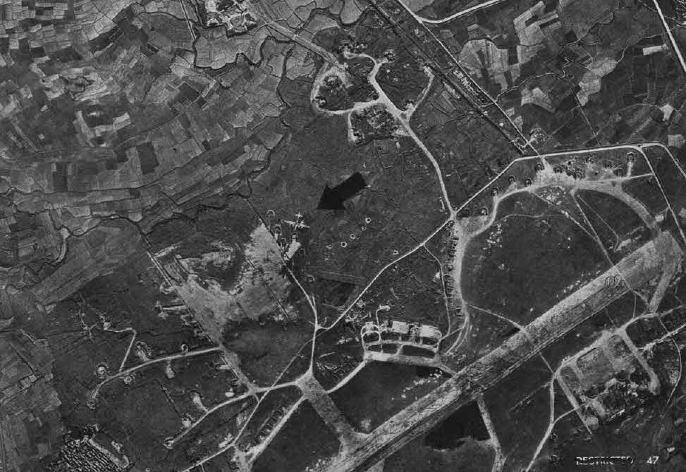 Boeing B-29 painted onto airfield at Hong Kong 