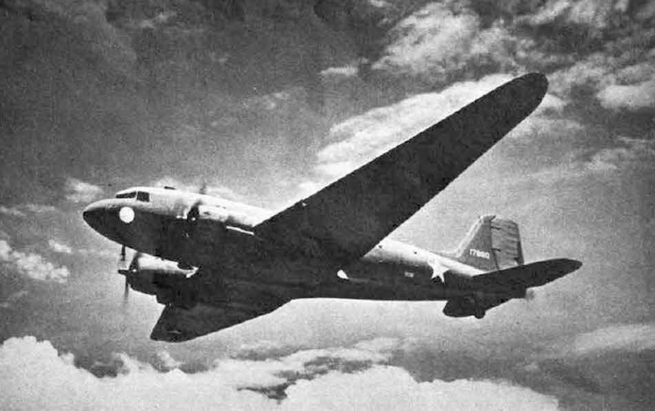 Douglas C-47 from below-left 