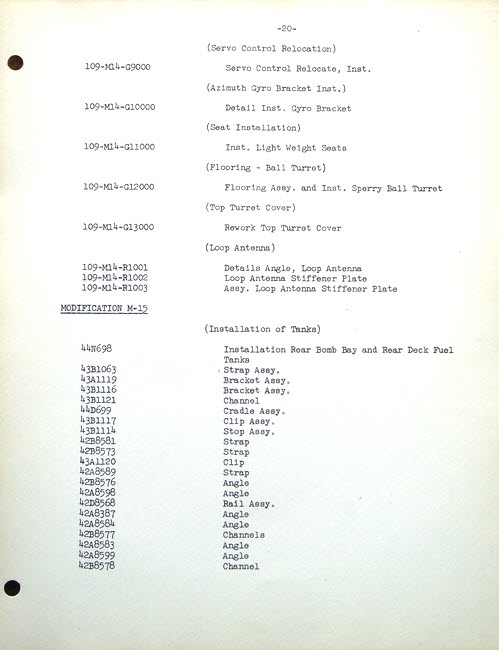 C-109 Modification Manual - p.20 Drawing List 