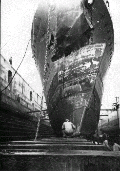 Picture of HMS Glowworm in drydock