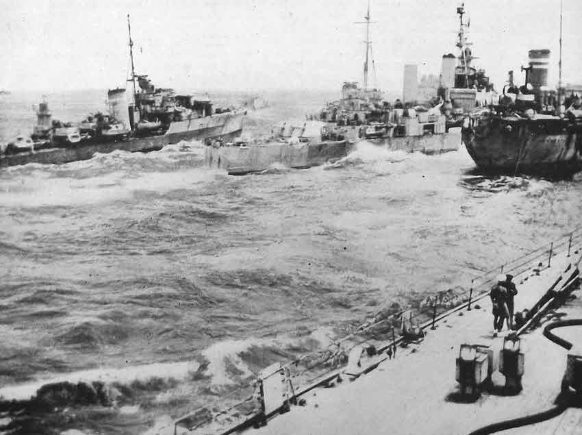 HMCS Uganda refueling in the Ryukyus 