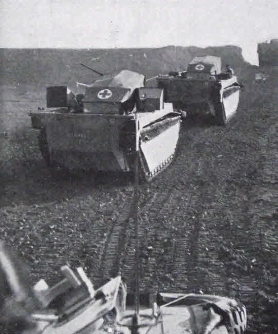 LVT-4 Buffalo carrying Jeep Ambulances towards the Rhine 
