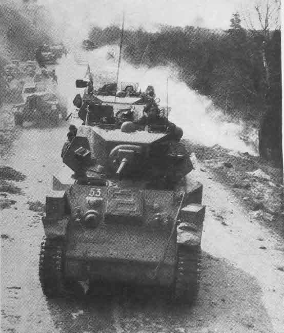 M5A1 Stuart light tanks of the 15th Scottish Division