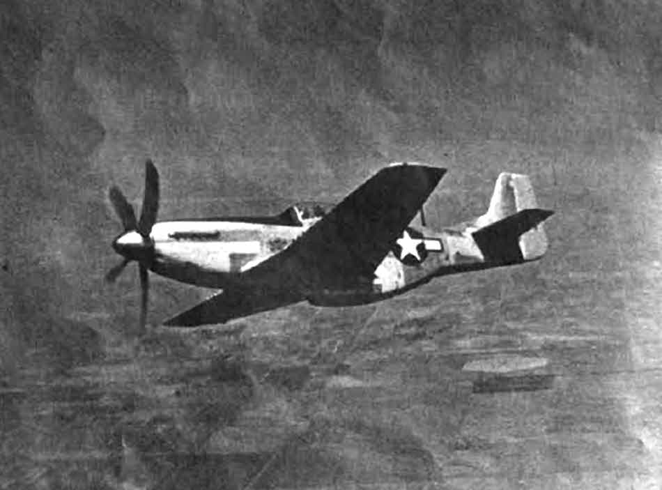 North American P-51D Mustang from below-left 